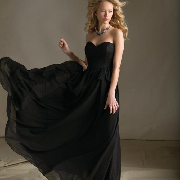 MORI LEE by MADELINE GARDNER NWT Strapless Full Length Chiffon Dress -  Size 8 - Picture 1 of 15
